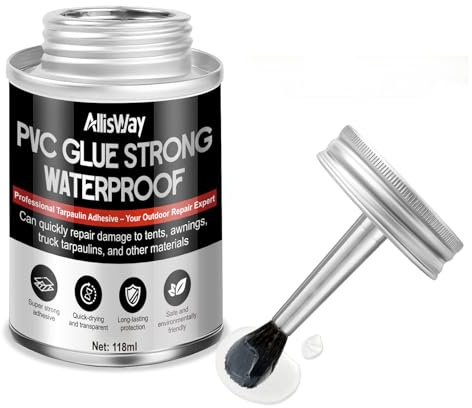 AllisWay Sömmätare för tält, neoprenlim, vattentätt presenningslim, pvc lim, gummibåt, transparent lim för markistyg för tätning av tält, presenning, regnrockar, 100 ml