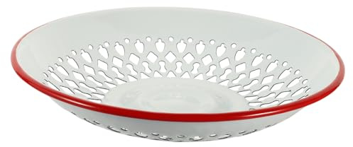 Sosoport Scolapasta Per Lavello in Smalto Rosso Foro Drenante, Vasca Per Lavaggio Di Frutta e Verdura, Cestino Scolapiatti Rotondo Sicuro e Pratico Per Uso Domestico