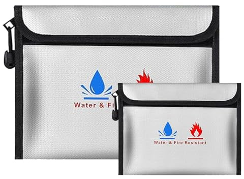 Bolsa de Documentos ignífuga, Bolsa de Almacenamiento de Seguridad ignífuga e Impermeable de 23.4x18.1cm y 20.4x13.4cm Pulgadas, Puede Proteger Objetos de Valor, pasaportes, Documentos, Dinero, Joyas