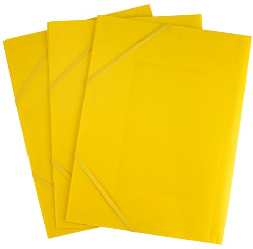 3 Stück Sammelmappe A4 Gelb, Postmappe Schule, Postmappe A4 Schule mit Gummizug, Postmappes A 4 Schules Gelbs Plastik, Postmappes Gelbs Plastik, Gelb Sammelmappe, für Schules, Büro, Zuhause