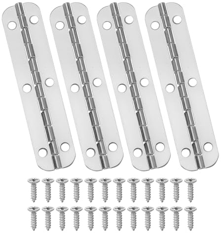 QUARKZMAN Paquete De 4 Bisagra Pequeña De Piano De 180 Grados Plateado | Para Cajas De Joyería, Con Tornillos, Para Cajas De Madera