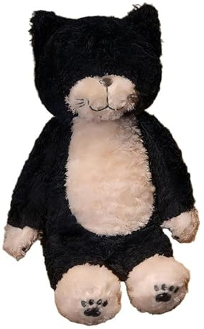 Xiyocadt Kuscheltier Katze, superweiche Plüschkatze als Kissen & Schlafbegleiter, Flauschiges Stofftier mit süßem Gesicht, Deko fürs Sofa/Bett, Geschenk für Kinder & Erwachsene (40cm,Schwarz)