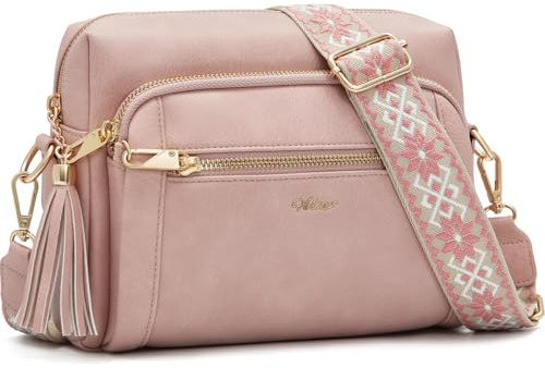 HILAEX Umhängetasche Damen Anti Diebstahl, Handtasche Damen Mittelgroß | mit 4 Fächern, mit Verstellbar Abnehmbar Breiter Gurt