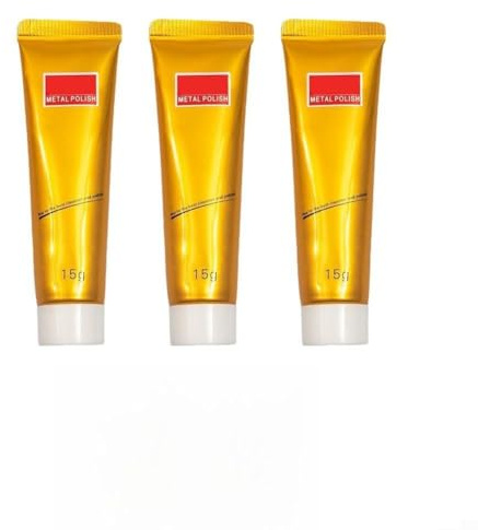 Metall-Poliercreme-Set – 15 g Polierpaste zur Rostentfernung, Anlauf- und Oxidationsreinigung auf Edelstahl, Messing, Aluminium, Chrom, Silber, (3 Stück)