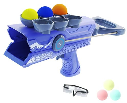 Bemonew Schneeballpistole Schneeballwerfer lustiger Schneeballmacher mit Schutzbrille und 3 weichen Bällen Schneespielzeug für Kinder für drinnen und draußen