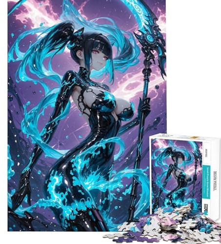 Puzzle per adolescenti da 1000 pezzi con ragazza anime con falce rompicapo per adulti analisi e logica regalo per amici e familiari (dimensioni 38x52cm)