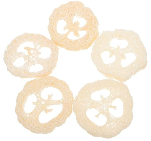 HEATSHAKING Jabonera de Almacenamiento 5 Piezas de Esponja de Lufa Natural Beige, Base Transpirable y Diseño Sencillo para Baño y Estilo Creativo