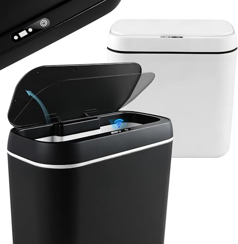 Yesay 2er Set Mülleimer mit Sensor, 15L Automatischer Mülleimer mit Deckel, Intelligenter Bewegungssensor, Leise Wasserdicht Elektrischer Mülleimer für Büro, Schlafzimmer, Küchen