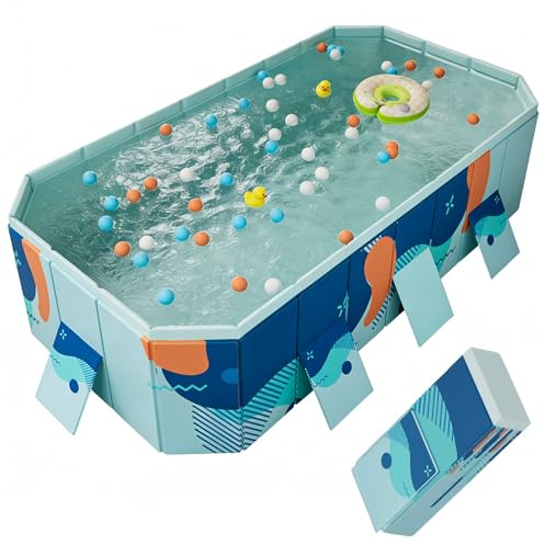 Piscina pieghevole per adulti, in plastica rigida resistente, piscina all'aperto non gonfiabile per divertimento in cortile e giardino, grande 2,1 m