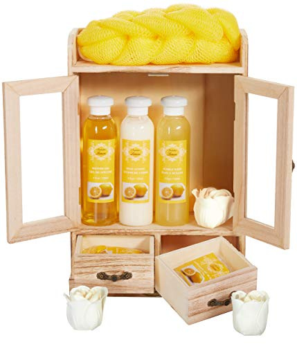 BRUBAKER Cosmetics Bade- und Pflegeset Lemon im Holzschrank