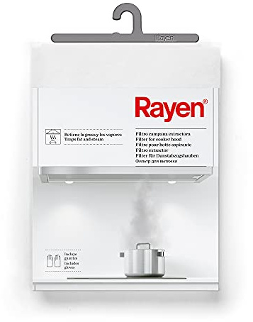 Rayen | Filtro para campana extractora | Retiene la grasa y los vapores | Incluye 1 Filtro y 2 Guantes | Recortable | 45 x 54 cm