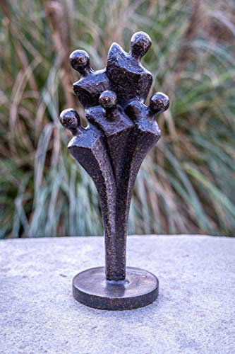 IDYL Bronze-Skulptur Skulptur Kleine Familie | 33x11x12 cm | Moderne Bronze-Figur handgefertigt |Gartenskulptur - Wohnbereich-Dekoration | Hochwertiges Kunsthandwerk | Wetterfest