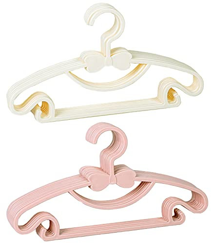10 Stück Babykleiderbügel, Kinder Kleiderbügel Kunststoff Kleiderständes für Baby, Kunststoff kleiderbügel, für Baby T-Shirts, Pullover, Hosen(Pink, Weiß)