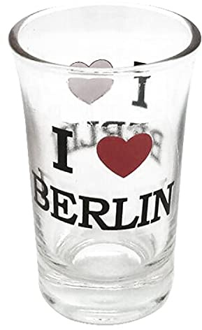 LINKTOP Souvenir Glas Stamper, Shotglass 4cl, I love Berlin als Geschnk 6er Set Spülmaschinenfest (Glas)