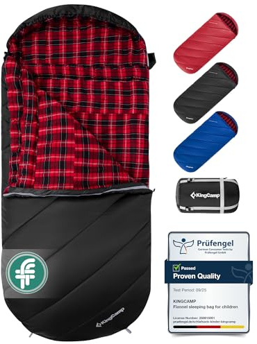 KingCamp Sacco a Pelo Invernale XXL 220 x 100 cm Extra Grande in Flanella Compatto 3 Stagioni per Adulti Sacchi a Pelo da Campeggio Leggero Impermeabile Inverno Adatto per Camping Viaggio Esterno