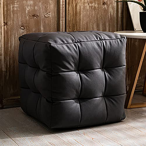 Leder Sitzhocker Fußstütze Hocker,Einfarbiges Sitzpouf Cube Sitzhocker Pouf,Modernen Couch Hocker Bequem Sitzhocker Für Wohnzimmer Schlafzimmer-Dunkelgrau 45x45x45cm(18x18x18inch)