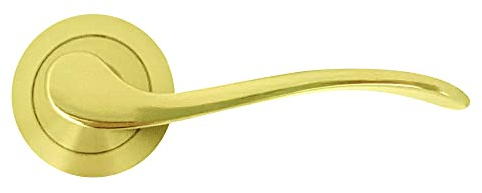 Micel - 02029 - Juego de Manilla con Roseta (50 mm) y maneta de aluminio, Acabado latonado, Color dorado mate, 120 x 50 x 51 mm