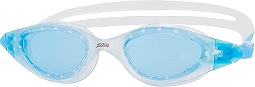 Zoggs Panorama Schwimmbrille Erwachsene, Herren und Damen – UV-Schutz, Antibeschlag, Bequemer, Auslaufsicherer Sitz, Schnell Verstellbares Kopfband, 180° Rundumsicht, Blaues Glas, Klar/Blau