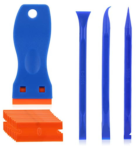 TIESOME Set di raschietti in plastica multiuso, strumento antigraffio con 10 lame in plastica e 3 bastoncini a doppia testa per la pulizia dei dettagli