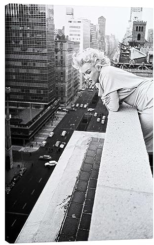 Posterlounge Marilyn Monroe in New York II Leinwandbild von Celebrity Collection 60 x 90 cm Schwarz-Weiß Wandbilder Wanddeko
