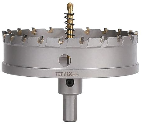 Vearter Sega a tazza in metallo duro da 120 mm, con punta di centraggio, per metallo, acciaio inossidabile, acciaio da costruzione, alluminio, rame, ferro, plastica, fibra di vetro