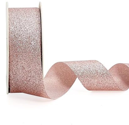 AOKSUNOVA Geschenkband Hochzeit Schleifenband Glitzer Dekoband Rosegold | Geschenkband für Hochzeit, Glitzerndes Metallic Schleifenband als Dekoband für Geschenkverpackung und Festliche Dekoration