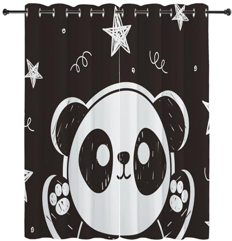 Srigzcaly Cartoon-Tier-Panda-Muster, Wohnzimmer Verdunklungsvorhänge 2er Set 183x214cm(BxH) Waschmaschinenfest Anti Fade Wärmeisolierend Vorhänge