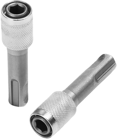 SDS Plus Drill Chuck Adapter 1/4 Inch Hex Socket Drill Holder Converter Chuck Adapter SDS Socket Adaptor Quick Change Conversion Tool for Power Drills Driver Drill Bit Hammer Drills 2PCS