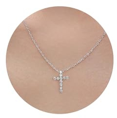 TINGN Korskedja damer, 14K guld guldpläterat lager kors hänge kedja elegant choker halsband för kvinnor kristendom smycken damer hög kvalitet kostym smycken presentidé med korsdesign, 40cm +5cm