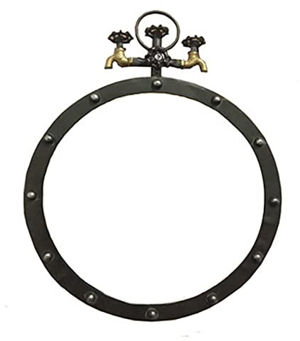 SmPinnaA Mobile Da Bagno Da Terra, Mobiletto Da Bagno Con Lavabo In Ferro Battuto In Stile Industriale Con Rubinetto E Scarico 16,9 X 33 Pollici, Specchio