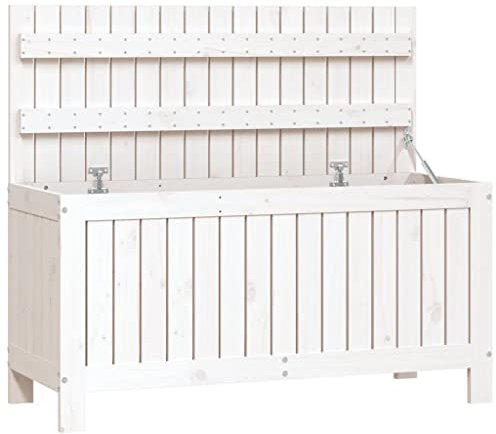 Willood Gartentruhe Weiß 108x42,5x54 cm Massivholz Kiefer