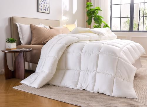 Pure Bamboo Duvet Insert Twin Size (68x86 in) - Ultra Soft Quilted Duvet Insert with 8 Corner & Side Loops, Double Stitching, Satin Piping - Luxuriously Soft (Twin, Lightweight)