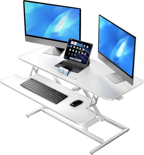 ERGOMAKER Schreibtischaufsatz Höhenverstellbar 106 x 40 cm für Dual-Monitor
