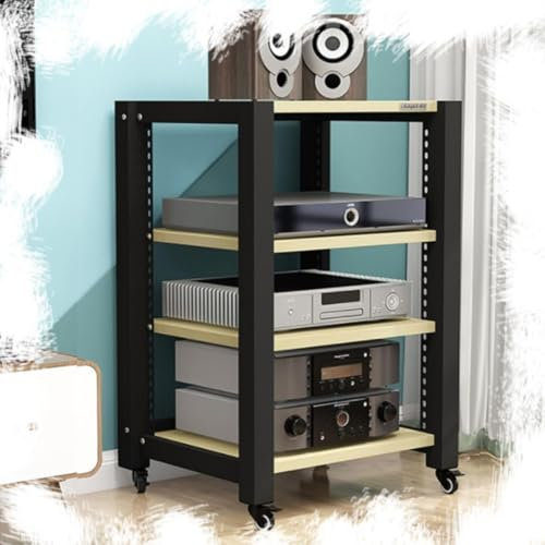 ZIUSFAC Stereo-Receiver Regal AV-Medienständer HiFi Ständer Audioständer Plattenspieler Regal 2/5-stöckiges Audio Schrank CD-Player Entertainment-Center Rack(White Maple,4 Tier)