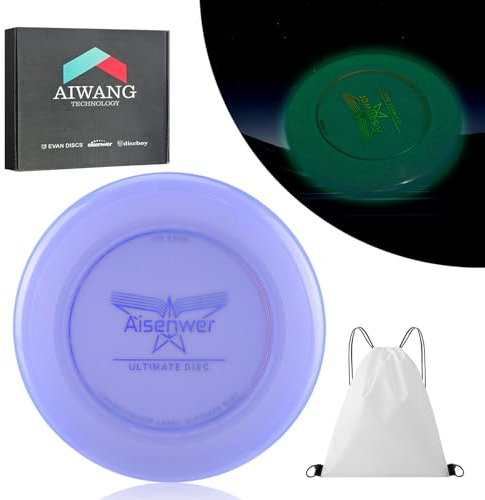 175g Im Dunkeln leuchtendes Frisbee, Ultimate Frisbee, drehbares Profi-Frisbee, Bio-Ultimate-Frisbee für Outdoor-Funsport, für Gelegenheitsspieler und Profis (Aufbewahrungstasche tragen)-hellviolett