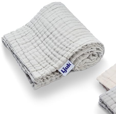 Ljuk® Muslin Baby Blanket - Premium 100% Cotton, Breathable, Soft Swaddle Blanket for Babies and Toddlers (105 x 105 cm) (Millenial Gray)