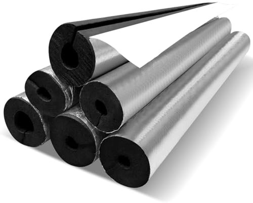 Isolante de Tuyau Anti-Gel Et Calorifuge, 22-219mm ID Tube en Mousse pour Tuyaux Extérieurs, Conduites D'eau Chaude Et Froide, Longueur 0.9M Manchon Isolation en Papier D'aluminium Semi-fendue(ID 48mm