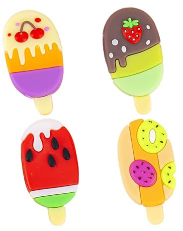 Lot de 4 gommes, gommes en forme de glaces, gomme universelles pour le dessin, à utiliser à l'école, au bureau, pour les croquis, les peintures, les arts plastiques