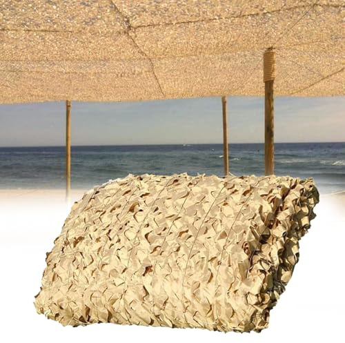 Filet de Camouflage renforcé 210D 4x5M Pare-Soleil Camping,la Chasse, Décoration Jardin, Housses de Voiture, Auvents Terrasse,Photographie Fond,Camo Net(Couleur:Sable)