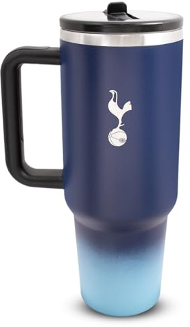 Hy-Pro Officially Licensed Tottenham Hotspur 40oz/1.18 L Thermal Flask & Handle - Metal Water Bottle with Straw, Portable Water Bottle for Sports & Daily Use - Stainless Steel Design