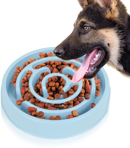 Slow Feeder Dog Bowl, Slow Feeding Dog Bowl, Pet Slow Down Eating Bowl Anti-Choking, Healthy Eating Bowl for Dogs Cats (Light Blue)