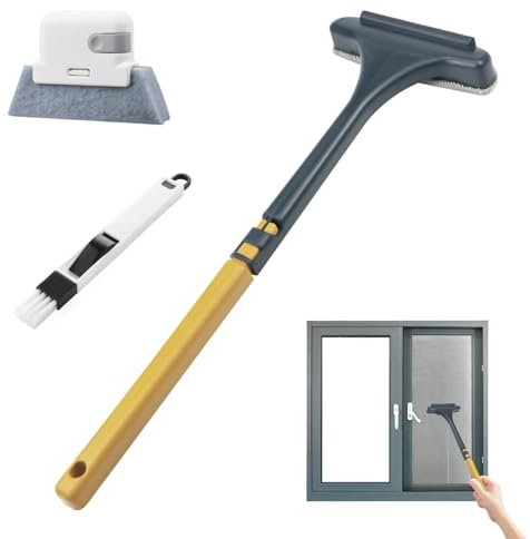 2 in 1 Scanalatura Della Finestra Bagnata e Asciutta Doppia Spazzola | Spazzola per La Pulizia Delle, Pulitore Per Fessure, Set 3 Pezzi per la Pulizia Della Casa per Finestre, Angoli e Scanalature