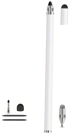 Lápiz capacitivo 4 en 1 para teléfonos inteligentes, tabletas, pantallas táctiles capacitivas universales, dibujo, escritura, fibra/silicona/punta de disco, lápiz táctil