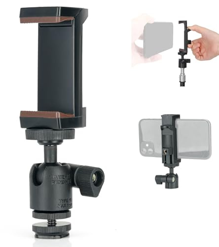 Koolehaoda Mobiltelefonstativadapter med universellt 1/4 vridbart minikulhuvud, 360° roterbart justerbart mobiltelefonklämme, smartphoneklämma för iPhone