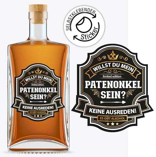 Flaschenetikett „Willst du mein Patenonkel sein“ – kreative Idee um Patenonkel zu fragen – Geschenk Patenschaft, Taufpaten Geschenk, Überraschung für Freunde & Familie (Patenonkel)