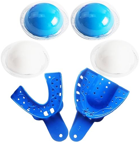 Kit d'empreintes dentaires à la maison, 2 plateaux d'impression dentaire et 4 mastics en silicone, pour la fabrication d'attelles, dentistes