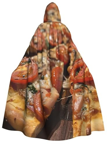 LIXLZH Tasty Pizza Print Men And Women Adult Hooded Cloak Cosplay Halloween And Christmas Carnival Theme