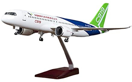 1:82 Passend Für COMAC C919 Civil Airliner Aviation Flugzeug Flugzeuglegierung Druckguss Modell Sammlerflugzeug Miniatur-Hobby-Spielset(Upgraded Version (with Lights))
