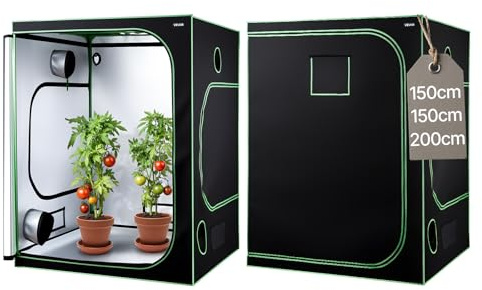 VEVOR Chambre de Culture, 150x150x200 cm, Tente de Culture Plantes d'Intérieur, avec Éclairage LED à Spectre Complet, Système de Ventilation, Mylar 600D Hautement Réfléchissant, pour Fleurs Légumes