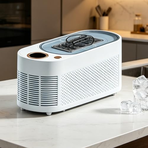 agreilduite Fabbricatore Ghiaccio da 12 V, fabbricatore Ghiaccio per Auto con Doppia Alimentazione CA e 12 V CC,Produzione Rapida di Ghiaccio in 10-15 Minuti,10 cubetti Ghiaccio per Ciclo Light-Blue